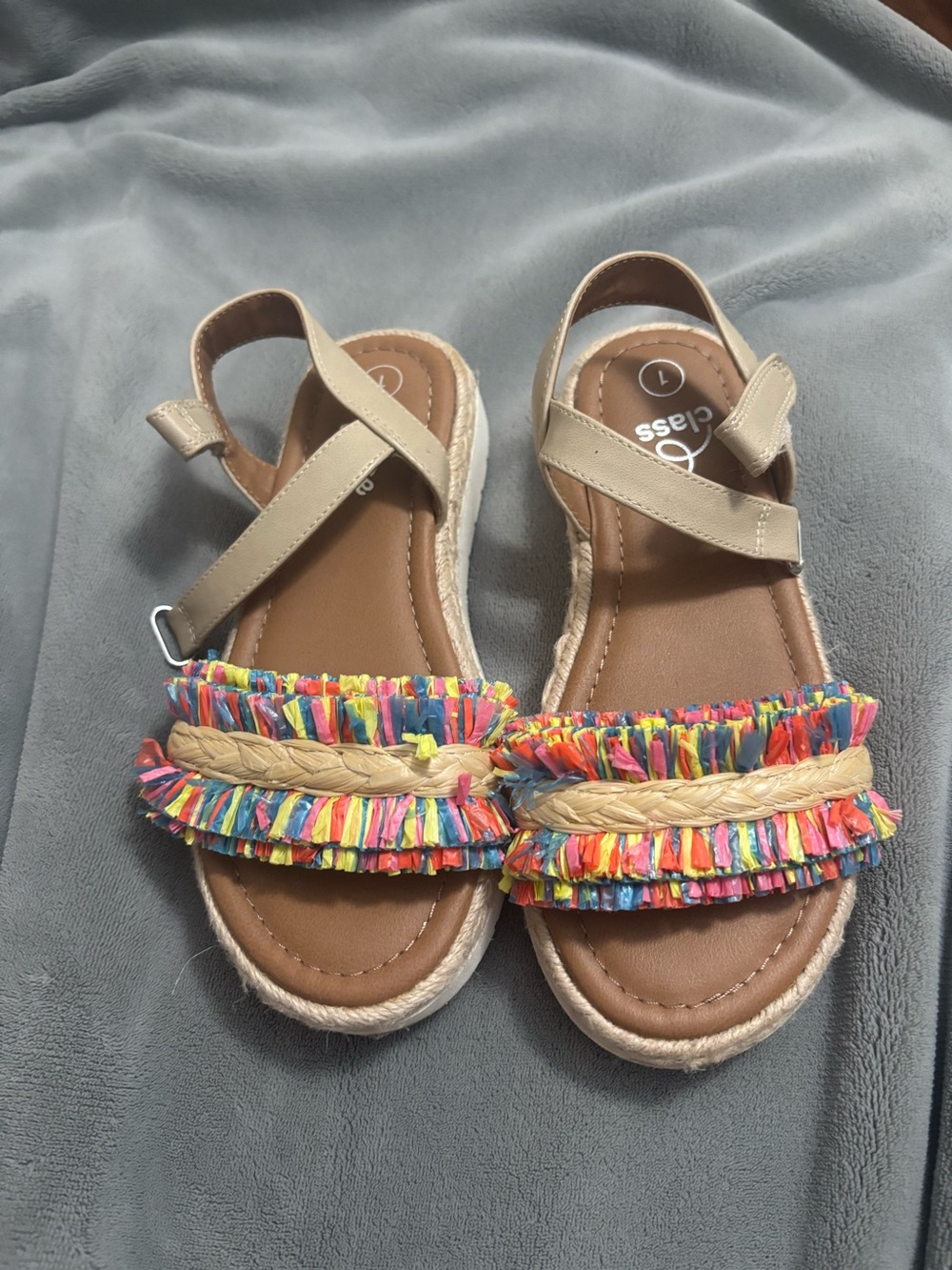 Class Club Kids Tan Sandals with Multicolor Fringe